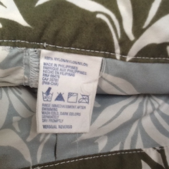 Tommy Jeans Hawaiian Green Swim Trunks Sz L - Picture 7 of 8